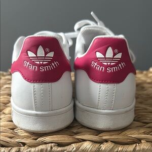 adidas Stan Smith White and Pink Athletic Shoes